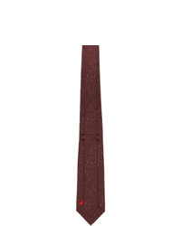 Isaia Red Silk Flecked 7 Fold Tie