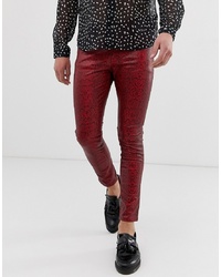 ASOS DESIGN Super Skinny Jeans In Leatherlook Red Snake Skin