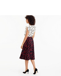 J.Crew Petite Pleated Midi Skirt In Cherry Print