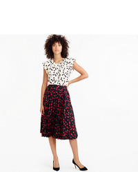 J.Crew Pleated Midi Skirt In Cherry Print