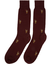 Paul Smith Burgundy Monkey Socks
