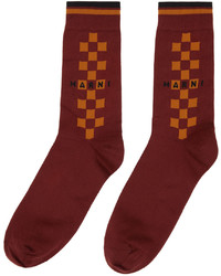 Marni Red Check Logo Socks