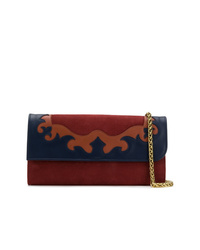 Burgundy Print Suede Clutch