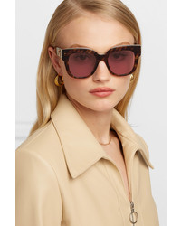 Fendi Oversized Square Frame Printed Tortoiseshell Acetate Sunglasses