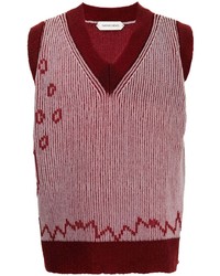 Burgundy Print Sweater Vest