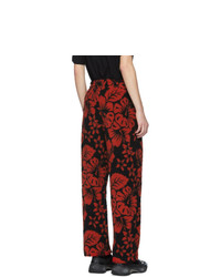 Palm Angels Black And Red Hawaiian Pile Lounge Pants