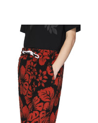 Palm Angels Black And Red Hawaiian Pile Lounge Pants