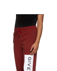 Givenchy Red And White Logo Jogger Sweatpants