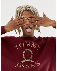 Tommy Jeans 60 Limited Capsule Crew Neck Sweatshirt With Crest Logo In Burgundy
