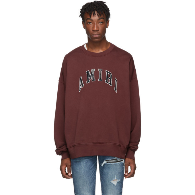 Amiri Burgundy College Logo Sweatshirt, $282 | SSENSE | Lookastic