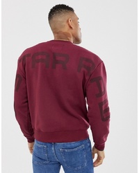 G Star Crew Neck Sweat With Exploded Back Logo Detail In Burgundy