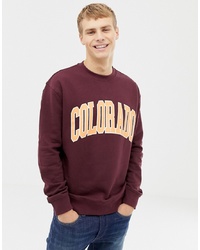 New Look Sweat With Colorado Print In Burgundy