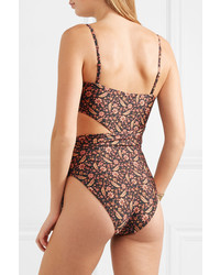 Zimmermann Juniper Scarf Cutout Knotted Printed Swimsuit