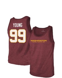 Majestic Threads Chase Young Heathered Burgundy Washington Football Team Name Number Tri Blend Tank Top