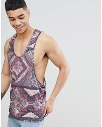 ASOS DESIGN Extreme Racer Back Vest With All Over Aztec In Nep
