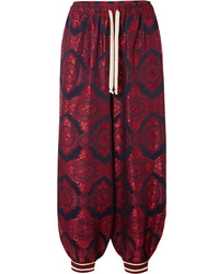 Gucci Floral Jacquard And Printed Silk Twill Pants