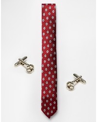 Asos Brand Paisley Tie And Cufflink Pack