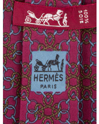Hermes Herms Interlocking Rings Print Silk Tie