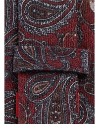 Isaia Paisley Print Wool Silk Tie