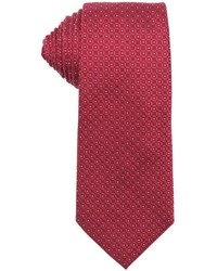 Armani Red And Burgundy Square And Dot Print Silk Tie