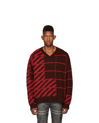Burgundy Print V-neck Sweater