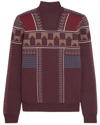 Peter Pilotto Intarsia Wool Blend Sweater Burgundy