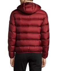 Moncler Chauvon Hooded Puffer Jacket Burgundy