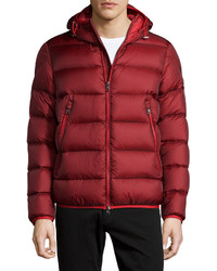 Moncler Chauvon Hooded Puffer Jacket Burgundy