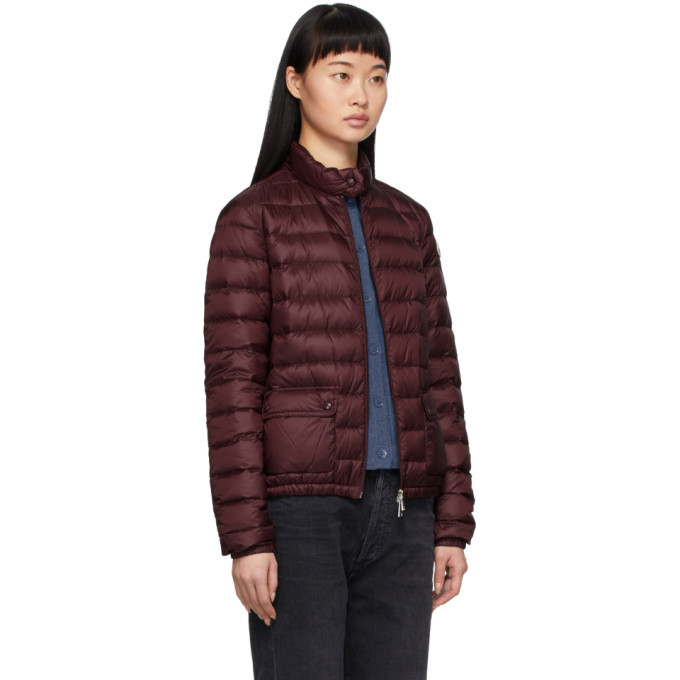 Moncler Burgundy Down Lans Jacket, $825 | SSENSE | Lookastic