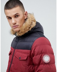 Burton Menswear Puffer Jacket With Colour Block In Red