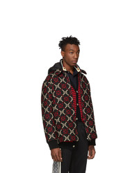 Gucci Red And Black Wool Macro Gg Diamond Jacket