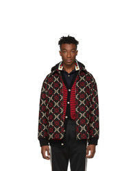 Gucci Red And Black Wool Macro Gg Diamond Jacket