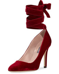 Sarah Jessica Parker Sjp By Ania Velvet Pump With Removable Self Tie Ribbon