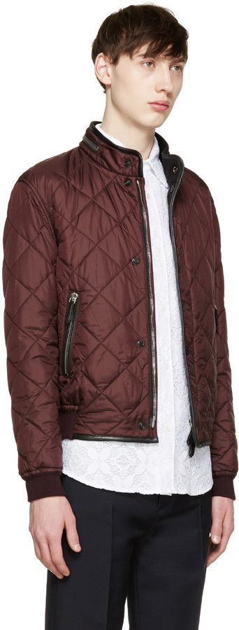 Burberry Prorsum Burgundy Quilted Bomber Jacket, $1,395 | SSENSE | Lookastic