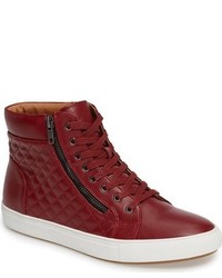 Burgundy Quilted High Top Sneakers
