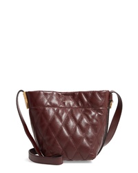 Burgundy Quilted Leather Bucket Bag