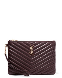 Burgundy Quilted Leather Clutch