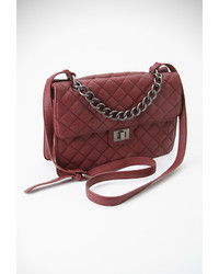 Burgundy Quilted Leather Crossbody Bag