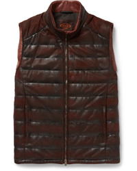 Burgundy Quilted Leather Gilet