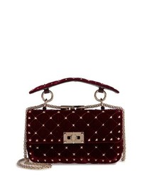 Burgundy Quilted Suede Crossbody Bag