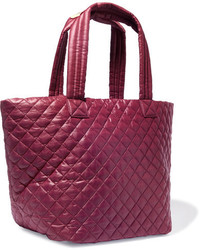 MZ Wallace Metro Quilted Shell Tote Burgundy