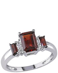 Diamond 002 Ct Tw With 1 35 Ct Tw Garnet 4 Prong Ring In 10k White Gold