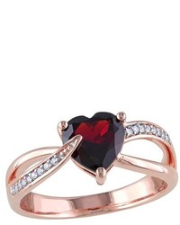 1 38 Ct Tw Garnet And 005 Ct Tw Diamond Pave Set Ring In 10k Pink Gold