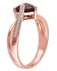 1 38 Ct Tw Garnet And 005 Ct Tw Diamond Pave Set Ring In 10k Pink Gold