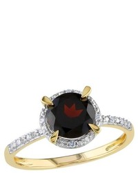 1 58 Ct Tw Garnet And 005 Ct Tw Diamond 4 Prong Ring In 10k Yellow Gold