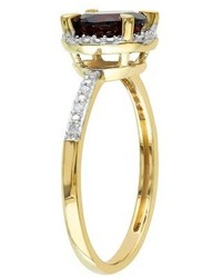 1 58 Ct Tw Garnet And 005 Ct Tw Diamond 4 Prong Ring In 10k Yellow Gold