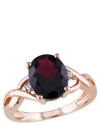 3 Ct Tw Garnet And 001 Ct Tw Diamond 3 Prong Ring In 10k Pink Gold