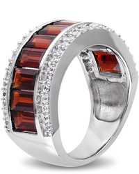 Ice 4 12 Ct Tgw Created White Sapphire And Garnet Silver Fashion Ring