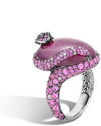 John Hardy Indian Ruby Pink Sapphire Cobra Ring With Diamonds