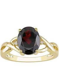 Miadora 10 Karat Yellow Gold Deep Red Garnet Diamond Ring